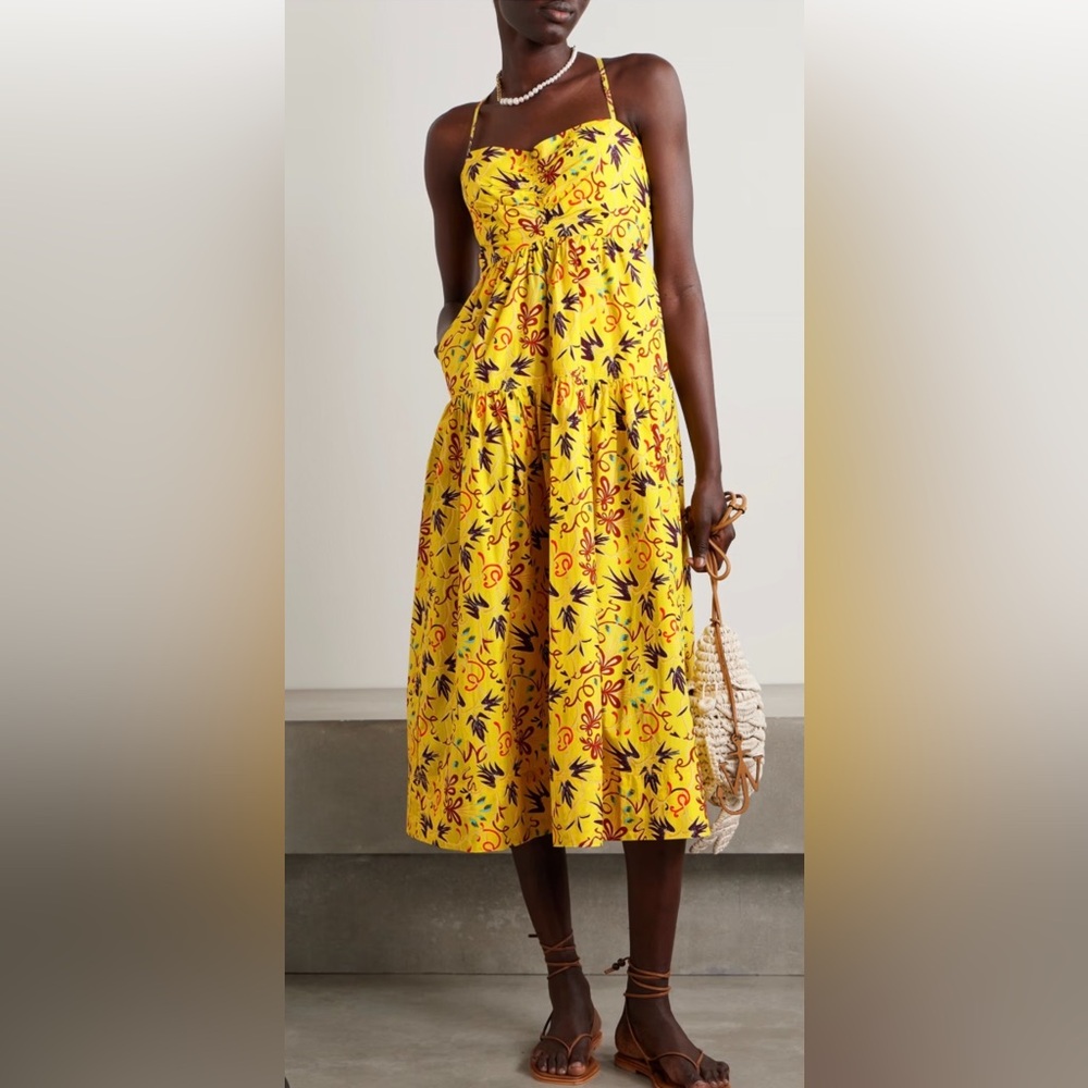 NWT A.L.C. Arit tiered open back poplin midi dress size 2
